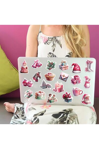 hediyenebak مجموعة ملصقات عيد الميلاد الوردية |   ملصق نافذة باب زجاجي لخزانة...