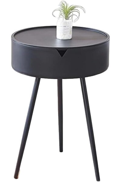 Miskat Trading End Table - Small Round Side Table with Triangle Metal Legs an...