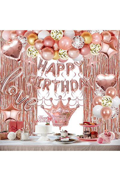 Generic Rose Gold Balloon Arch Garland Set Happy Birthday Banner Foil Balloon...