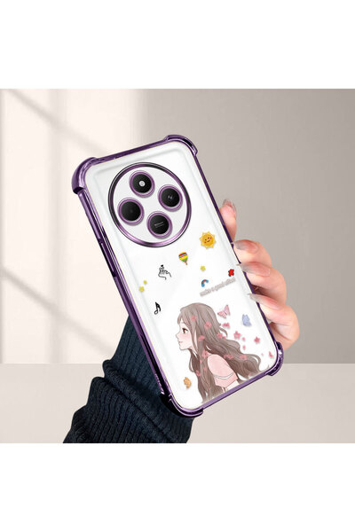 Hontinga جراب هاتف شفاف من السيليكون مضاد للسقوط للفتيات الصغيرات متوافق مع ه...