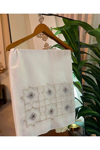 Veil Designer طرحة بوال بقماش ياباني تطريز السعودية يدوي بتطريز ابيض ملون المقاس : 60 * 190