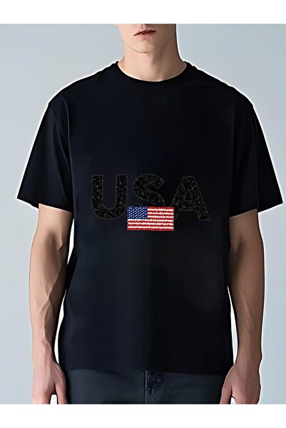 MIXSNOW تي شيرت رجالي كبير الحجم برقبة مستديرة: "USA" - 100٪ قطن ناعم ومريح، ...