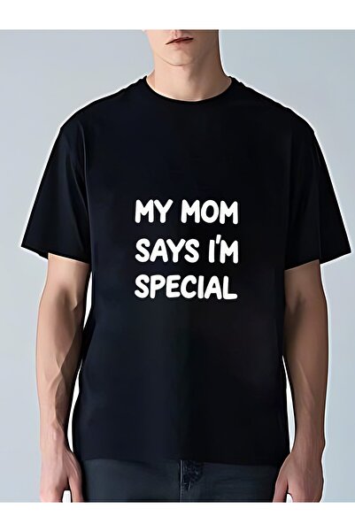 MIXSNOW تي شيرت رجالي كبير الحجم برقبة مستديرة: "أمي تقول إنني مميز" - 100٪ ق...
