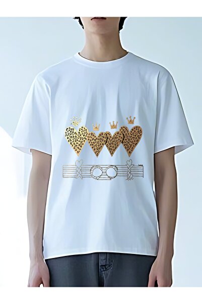MIXSNOW تي شيرت رجالي كبير الحجم برقبة مستديرة: Crown Heart - 100٪ قطن ناعم و...