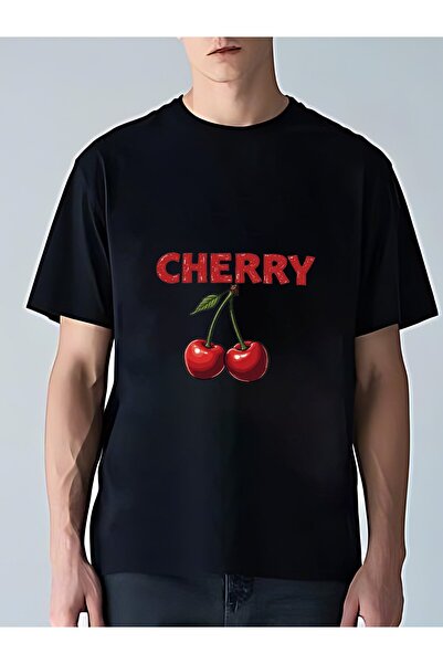 MIXSNOW تي شيرت رجالي كبير الحجم برقبة مستديرة: "CHERRY" - 100٪ قطن ناعم ومري...