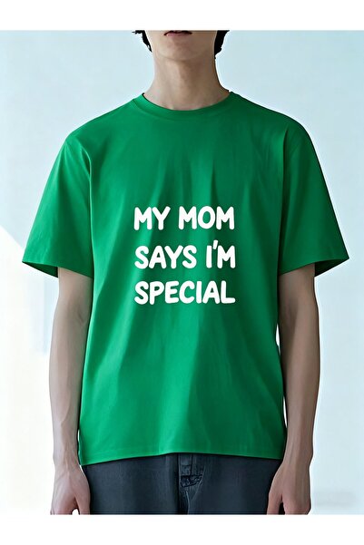 MIXSNOW تي شيرت رجالي كبير الحجم برقبة مستديرة: "أمي تقول إنني مميز" - 100٪ ق...