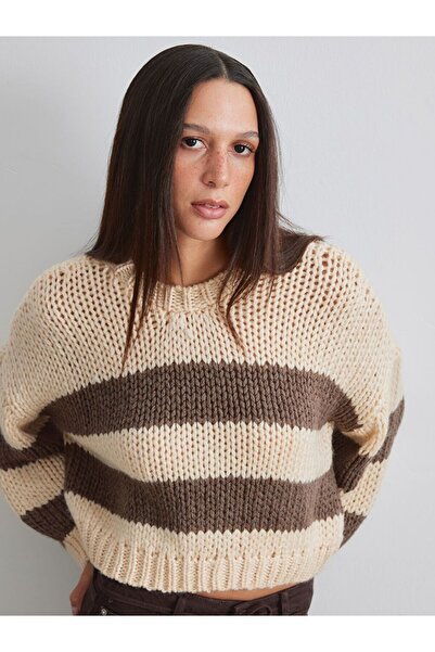 LC Waikiki Lcw Vision Striped Crop Wool Blend Women's Knitwear Sweater