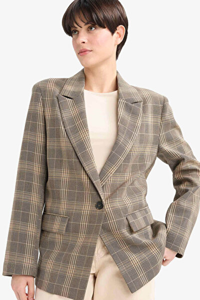DeFacto Regular Fit Checkered Blazer Jacket G0678Ax25Au