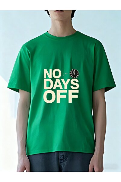 MIXSNOW تي شيرت رجالي كبير الحجم برقبة مستديرة: "NO DAYS OFF" - 100٪ قطن ناعم...
