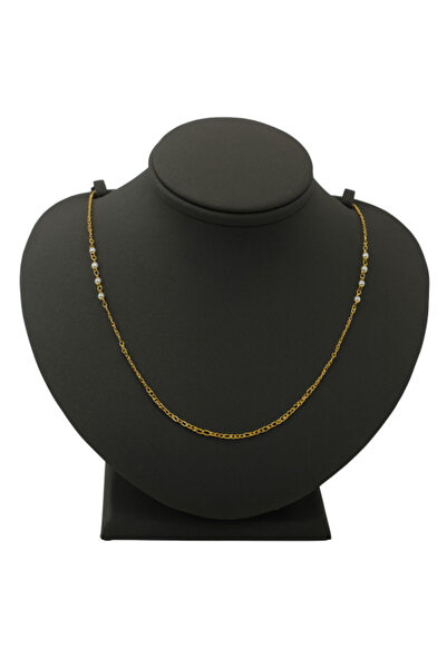Gold Vigaroo necklace with soft white pearls - 2.36 grams, 18 karat