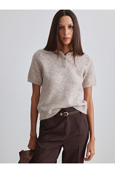 LC Waikiki Pulover de tricotaj pentru femei LCW Vision cu guler polo din amestec de lână\t