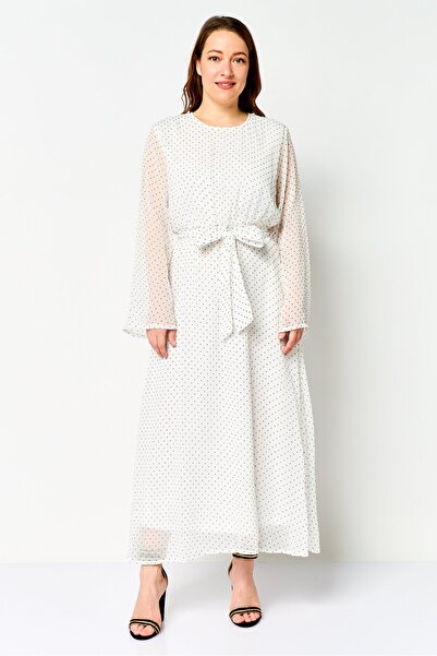 Kathy Ireland Women Microdot Maxi Dress, White