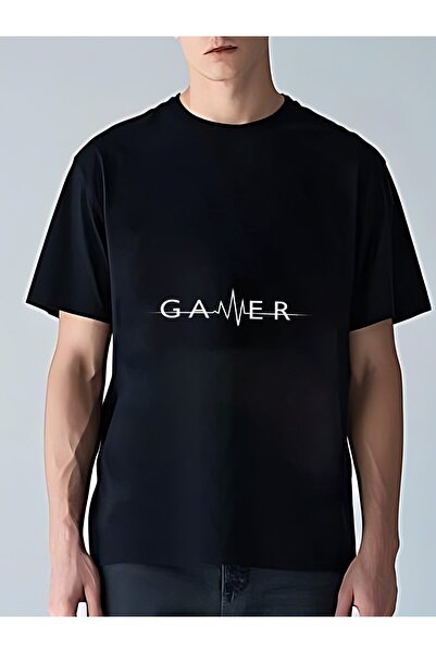MIXSNOW تي شيرت رجالي كبير الحجم برقبة مستديرة: "GAMER" - 100٪ قطن ناعم ومريح...