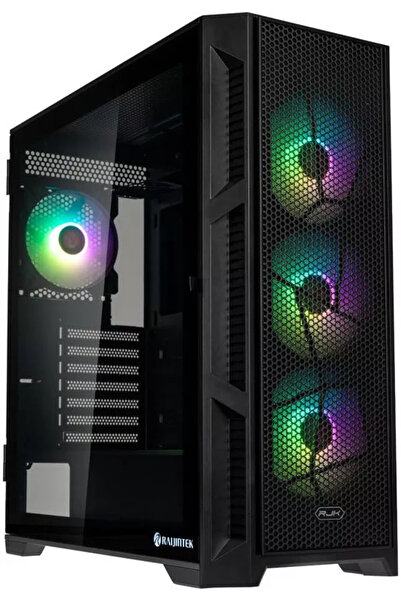 Raijintek Carcasa Gaming Ponos Ultra MS4 ARGB Front Mesh Middle Tower mITX mATX ATX E-ATX Black