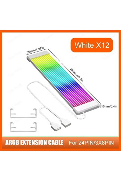 choice2 شريط إضاءة RGB أبيض ATX 24PIN للكمبيوتر الشخصي مناسب لمصدر طاقة الكمبيوتر كابل بطاقة الفيديو ATX 24PIN GPU