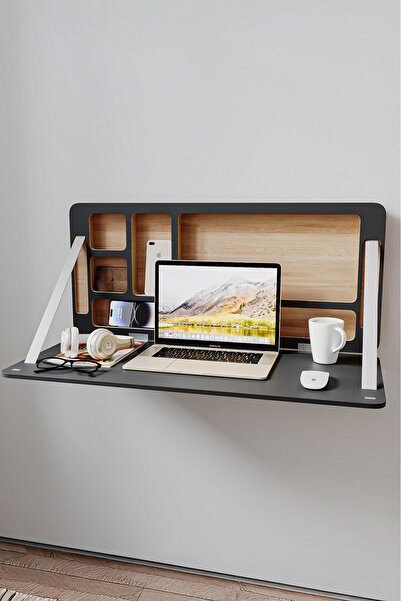 Wooden Studio Lumo Duvara Monte Katlanır Çalışma Masası | Doğal Ahşap Ofis ve...