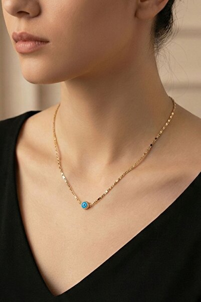 Pemila Design Minimal Nazar Boncuklu Gold Kolye – Kararmaz, Anti Alerjik, Zar...