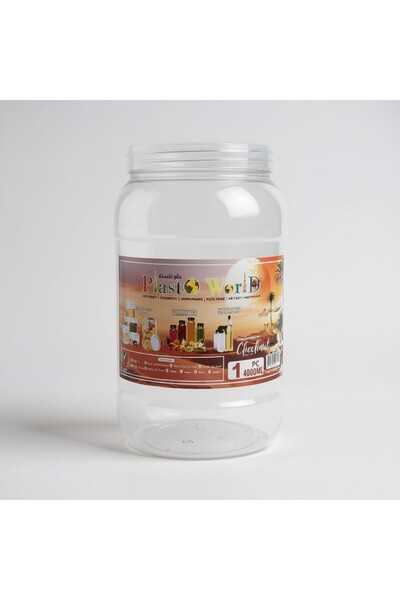 PLASTO WORLD برطمان تخزين طعام سعة 4000 مل | معتمد من ESMA | برطمان بلاستيكي متين بغطاء أبيض