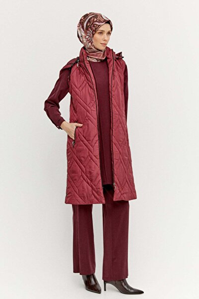 Setrms Seyyar Kapüşonlu Desenli Kapitone Yelek