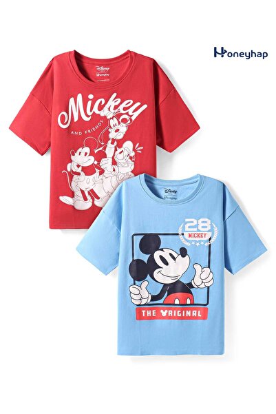 Honeyhap تي شيرت ديزني تيري نيت بأكمام قصيرة ميكي وفريندز، حزمة من 2 قطعة - أ...