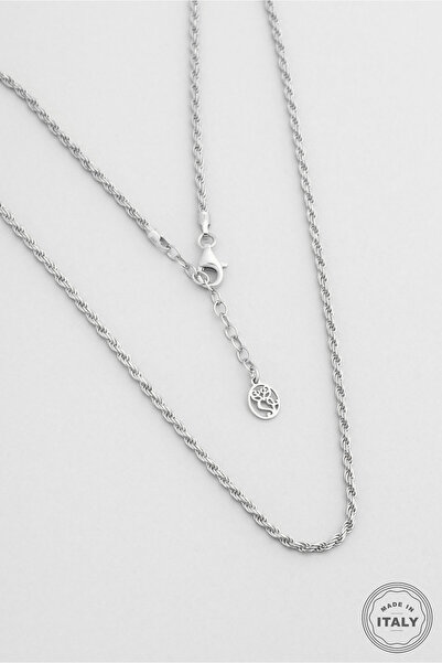 So CHIC... Milano 18 Ayar Beyaz Altın Kaplama 43 Cm Gümüş İtalyan Kolye