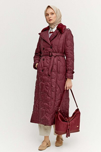 Setrms Çiçekli Kapitone Kruvaze Mont