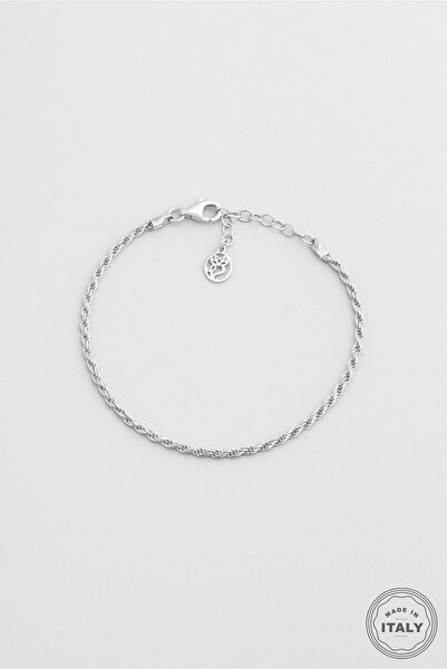 So CHIC... Milano 18 Ayar Beyaz Altın Kaplama 19 Cm Gümüş İtalyan Bileklik