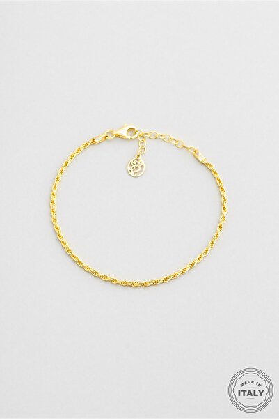 So CHIC... Milano 18 Ayar Sarı Altın Kaplama 19 Cm Gümüş İtalyan Bileklik