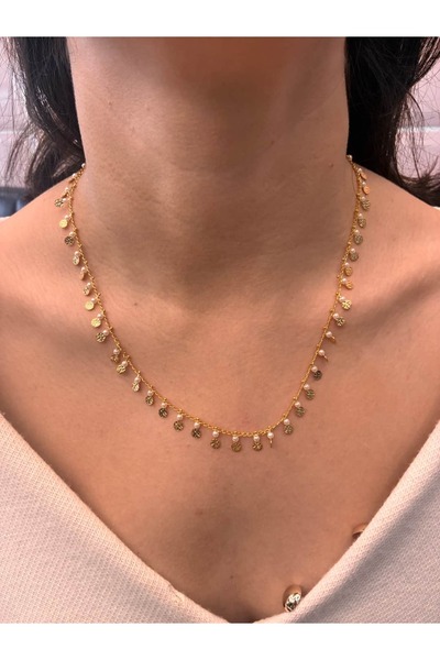 Ayno İnci ve Sallantı Detaylı Çelik Kadın Kolye