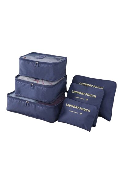 HALAMODO مجموعة من 6 قطع لتنظيم السفر باللون الأزرق الداكن