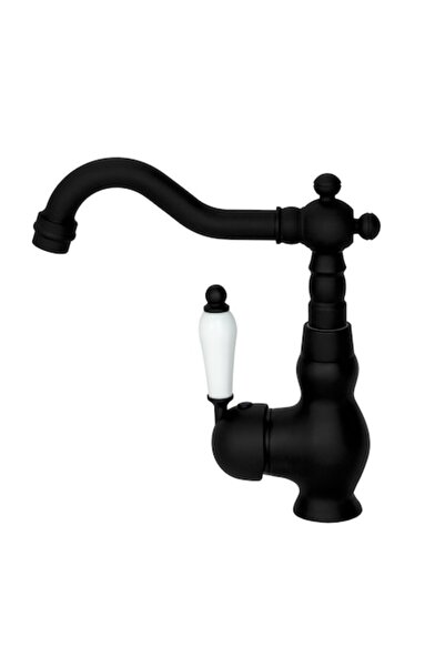 Spis Design Robinet pentru chiuvetă cu gura de scurgere înaltă, retro, negru mat