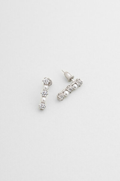 So CHIC... Marie 18 Ayar Beyaz Altın Kaplama Gümüş İnci Küpe