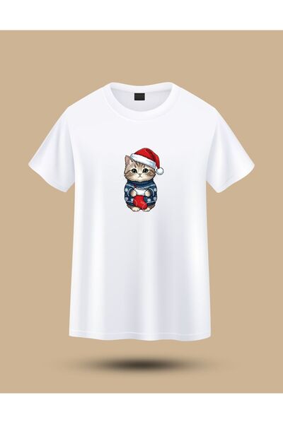 karaoğlu Christmas Sitting Kitty Printed t Shirt