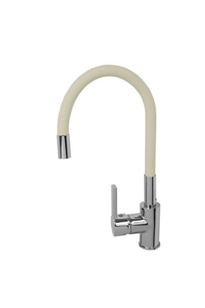 Gamma Robinet de bucătărie cu gura de scurgere flexibilă înaltă, bej/crom