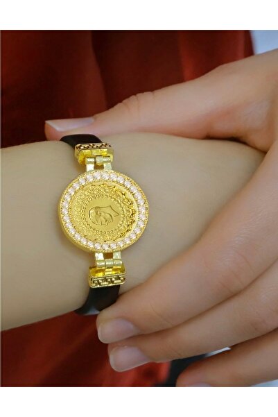 aytekgold 14 Ayar Çeyrek Altınlı Kauçuklu Bileklik