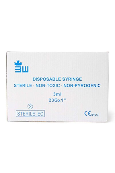3W Healthcare حقنة 3 مل 23G 1 بوصة 100 قطعة/علبة