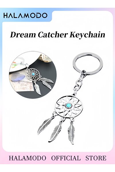HALAMODO Key Chain Faux Key Chain Turquoise Inlaid Key Ring Keychain Feather ...