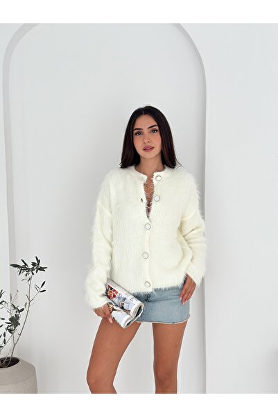 LA POMME Suni Kürklü Yumuşak Triko Hırka LP8001