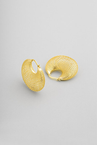 So CHIC... Güneş Tanrısı 18 Ayar Sarı Altın Kaplama Gümüş Halka Küpe