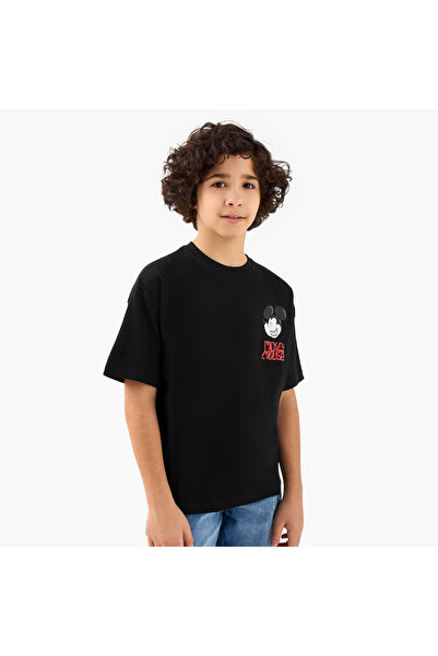 Disney Boys Crew Neck T-shirt with Mickey Mouse Print - Cotton - Short Sleeves