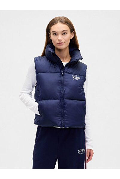 GAP Kadın Lacivert Geri Dönüştürülmüş Logo Şişme Yelek