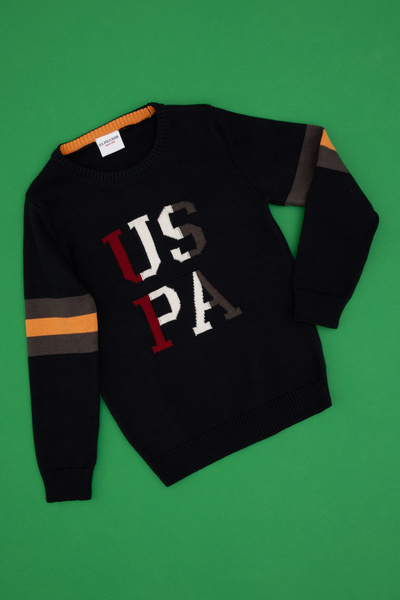 U.S. Polo Assn. Boy's Navy Blue Crew Neck Sweater 50317165-Vr033