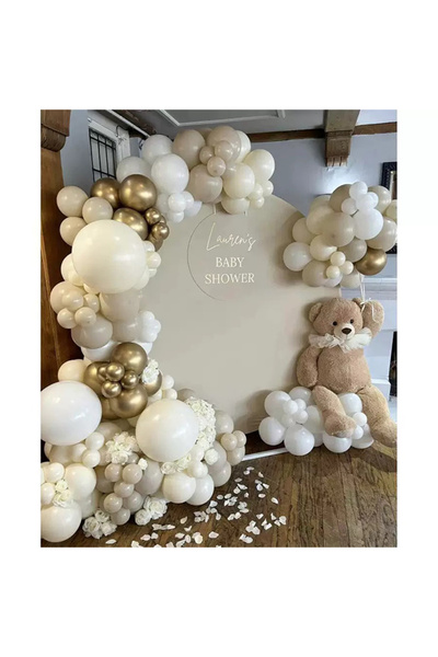 Generic 102-pcs White Gold Beige Latex Balloon Arch Garland Set Wedding Birthday Bachelorette Party