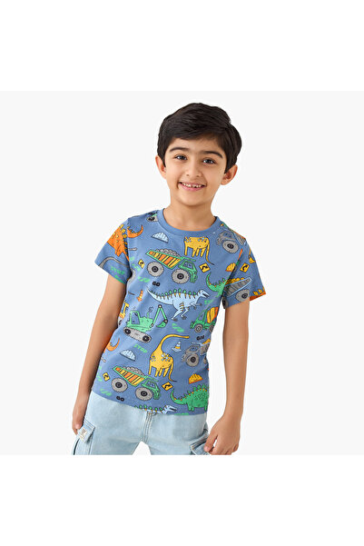 Juniors تي شيرت بطبعة مركبة بناء وديناصور