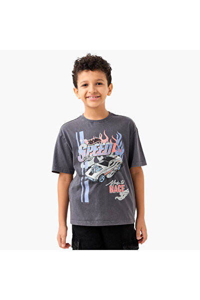 mattel Hot Wheels Printed T-shirt with Crew Neck and Short Sleeves