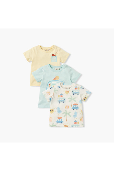 Juniors تي شيرت مطبوع بأكمام قصيرة - مجموعة من 3 قطع