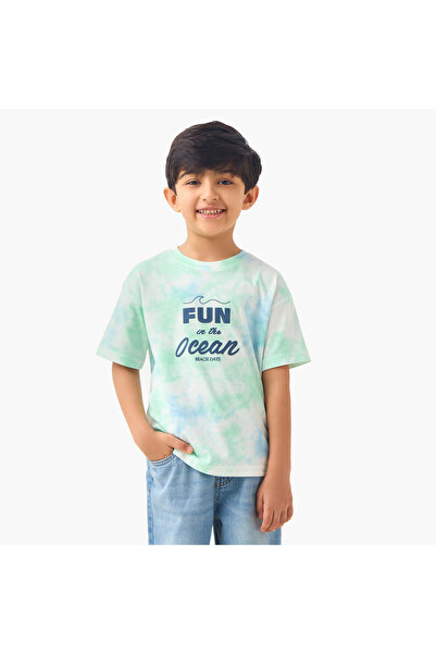 Juniors تي شيرت مطبوع بتقنية Tie-Dye بأكمام قصيرة