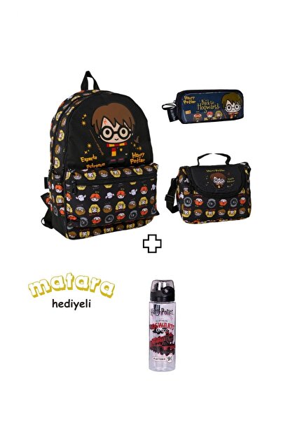 Harry Potter İlk Ve Ortaöğretim Okul Çantası-Beslenme Ve kalem Çantası-Matara Hediye