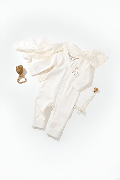 Momercy Sweet Giraffe Gots Certified Organic Baby Romper - Ecru