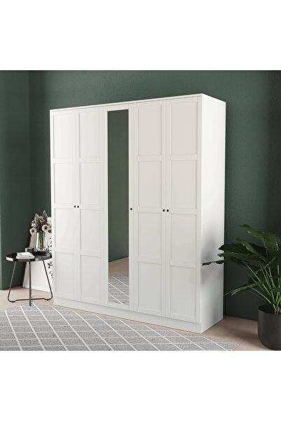 Teen & Bright TOPRAK 5 KAPAKLI EKO BAZALI GARDIROP - MDF KAPAK